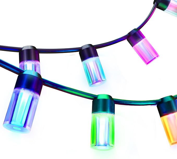 LIFX 24ft Smart Outdoor Extendable String Lights, Wi-Fi 2.4GHz, Color-Changing RGB + Tunable White, App & Voice Control (Alexa, Google, HomeKit), Dynamic Effects & Schedules, Patio & Garden Lighting