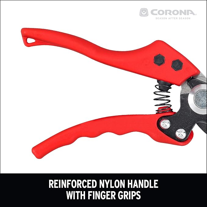 Corona BP 4180 Non-stick Steel Angled Bypass Hand Pruner - 5/8 inch Cut Capacity Stem and Branch Garden Shears, Red (Pack of 6)