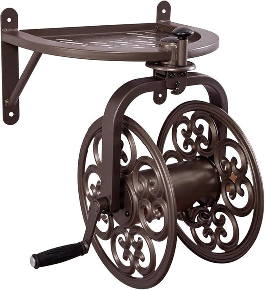 Liberty Garden 710 Navigator Rotating Garden Hose Reel, Holds 125-Feet of 5/8-Inch Hose - Bronze