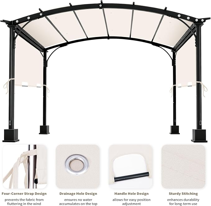 85"x 208" Universal Pergola Shade Cover, Garden Shade Replacement for 17x7.4 Ft Outdoor Pergola Structure, Patio Gazebo Canopy, Porch, Balcony Waterproof Top (Cover Only, Beige)