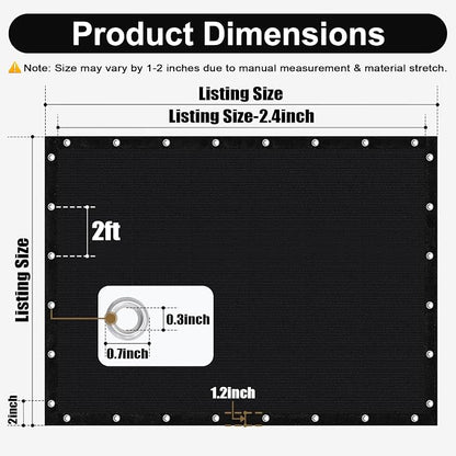 Artpuch 90% Sun Shade Cloth, 6 x 8 FT Pergola Shade Cover Canopy with Grommets, Sun Screen Fabric Tarp for Patio, Outdoor, Garden, Backyard, Black