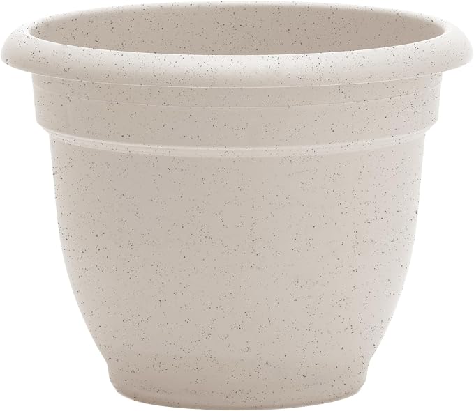 Bloem Ariana 10" Plastic Self-Watering Planter, Vanilla Bean, 2-Pack | Self-watering disk at the bottom of each pot that acts as a water wick and reservoir for optimal plant health