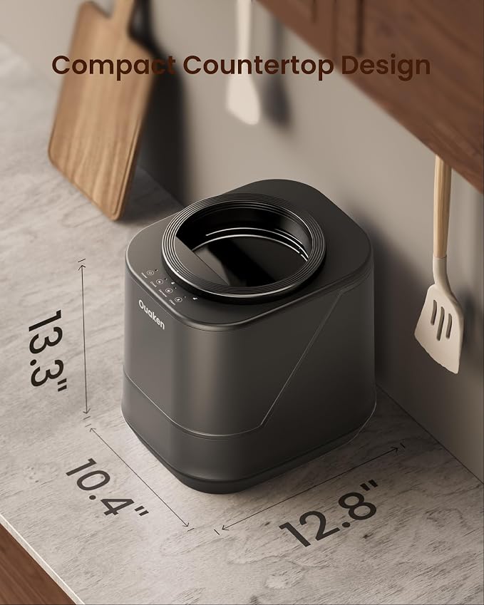 4L Electric Composter for Kitchen, Smart Countertop Compost Bin, Odorless | Low Noise | Auto-Cleaning | Turn Food Waste into Fertilizer, Indoor Food Waste Compost Machine, Black