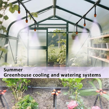 Drip Irrigation System for Garden with Water Timer Main ID 1/2inch 32Ft and 1/4inch 131Ft Water Hose, 2-Zone Automatic Watering System Sufficient Water Irrigation Dripper Waterflow Evenly Easy DIY