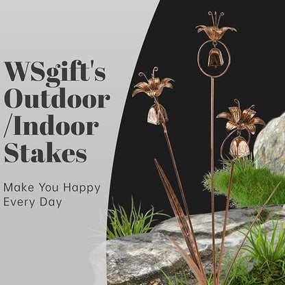 WSgift Metal Bronze Calla Lily Flowers with Bells for Outdoor Garden Decor