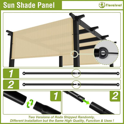 8' × 31' Pergola Shade Cover Universal Replacement Canopy Cover Outdoor Durable Fabric Sun Shade Cloth for Deck Patio Porch Backyard Gazebo with Grommets & Weighted Rods, Sand