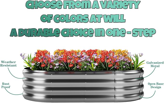 ZFHgarden Galvanized Metal Planter Round Raised Garden Bed Kit for Gardening Outdoor，2x2x1ft Grow Garden Box Raised Flower Bed，Round Galvanized Planter Outdoor Metal Fire Pit Ring Green