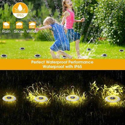 NFESOLAR Solar Ground Lights Outdoor with 16 LEDs Warm White 16 Pack | IP65 Waterproof, Stainless Steel Shell, Wire-Free, Easy to Use for Outdoor Garden Yard Lawn Pathway Walkway