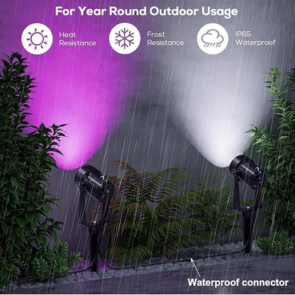 SUNTHIN Outdoor RGBW Landscape Lighting with Remote, Dusk to Dawn, 12 Pack | Outdoor LED Landscape Lighting with Remote Control, Color Changing Yard Lights, IP65 Waterproof for Garden, Trees, Lawn