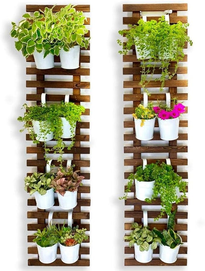 ShopLaLa Wooden Wall Planter (120cm, 2 Pack) Wooden Hanging Flower Plants | Large Outdoor Plants, Live Vertical Garden, Plant Wall Mount Flower Pot Holder Hanger Stand Green Herb Wall Decor