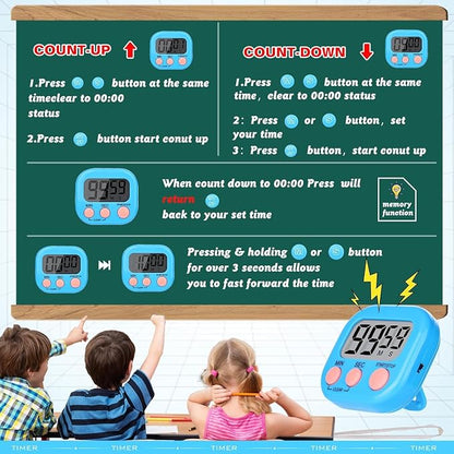 Mwellewm 24 Pcs Digital Timers for Classroom Kitchen Timers for Cooking Small Magnetic Stopwatch 6 Colors Mini Countdown Timer Loud Alarm Stop for Study Work Baking Sports Games Office Timer Clock