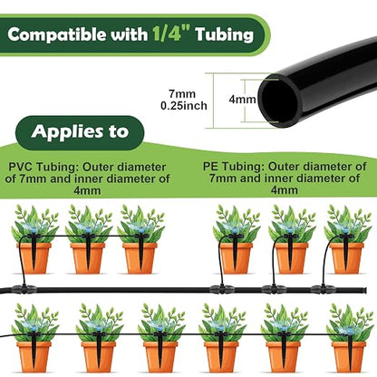 21PCS Adjustable Drip Irrigation Emitters(Fan-shaped) Kit-Quick Connect for 1/4" Tubing, Dual Adjustment System-Easy to Install Drippers for Precise Garden Watering of Vegetables,Shrubs&Flowers