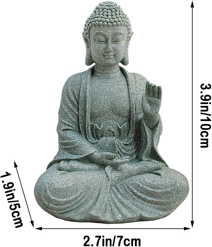 livelyfish Asian Stone Buddha Figurines for Aquarium Zen Garden Fish Tank Statue Decorations Mini Stone Buddha Zen Garden Sculptures Decor,Gift