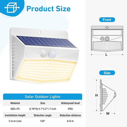 Peasur Solar Outdoor Lights, [8 Packs] Motion Sensor Security Lights with 3 Lighting Modes Wall Lights Waterproof Solar Powered Lights for Garden Yard,White Warm