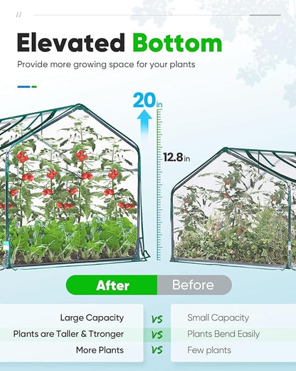 Quictent Mini Greenhouse, Portable Quick-Setup Small Tabletop Waterproof UV Protected PVC Cover Shelter for Outdoors/Indoors W/ Raised Base for Garden Plant Seed Starting, 71"x36"x36" Clear