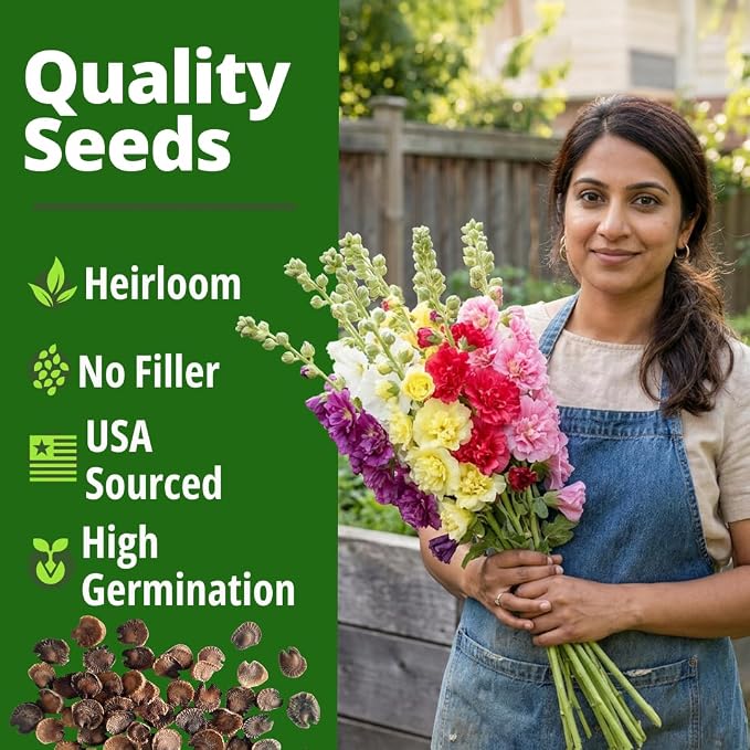 HOME GROWN Hollyhock Chaters Double Mix 2400 Seeds – Holly Hocks Seeds for Planting Spring 2026, Double Flower Hollyhock Seeds, Flower Seeds Perennial Outdoor Garden (Alcea rosea)