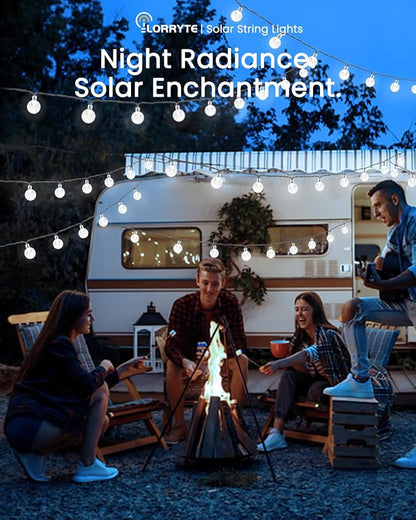 LORRYTE Solar String Lights Outdoor - 50 LED 32FT Waterproof White Solar Powered Crystal Globe Lights for Outside with 8 Lighting Modes for Patio Decorations, Garden, Party, Porch, Wedding, Yard