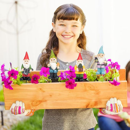 Gnomes Garden Stakes 1.4 Inch Plant Decorations for Pots Indoor Outdoor 4 Pack Miniature Gnomes Decorations for Yard Mini Gnome