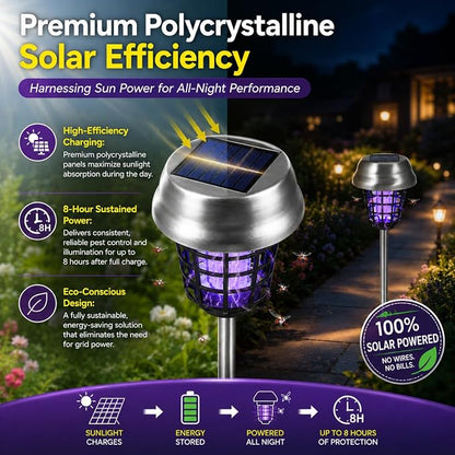 4Pack Solar Bug Zapper Outdoor, Waterproof Mosquito Zapper Outdoor with UV Light, Bug Zapper Repellent Trap, Outside Bug Repellent Trap Used to Keep Gnat Small Flying Mosquitoes