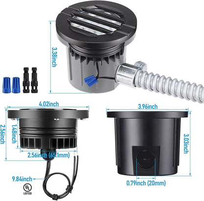 LEONLITE 6-Pack Dia. 4 Inch 5CCT Well Light Grated Top Black | 1800K/2700K/3500K/4000K/5000K, 12-24V AC/DC, CRI90, Landscape LED In Ground Outdoor, Low Voltage Garden Landscaping, Aluminum