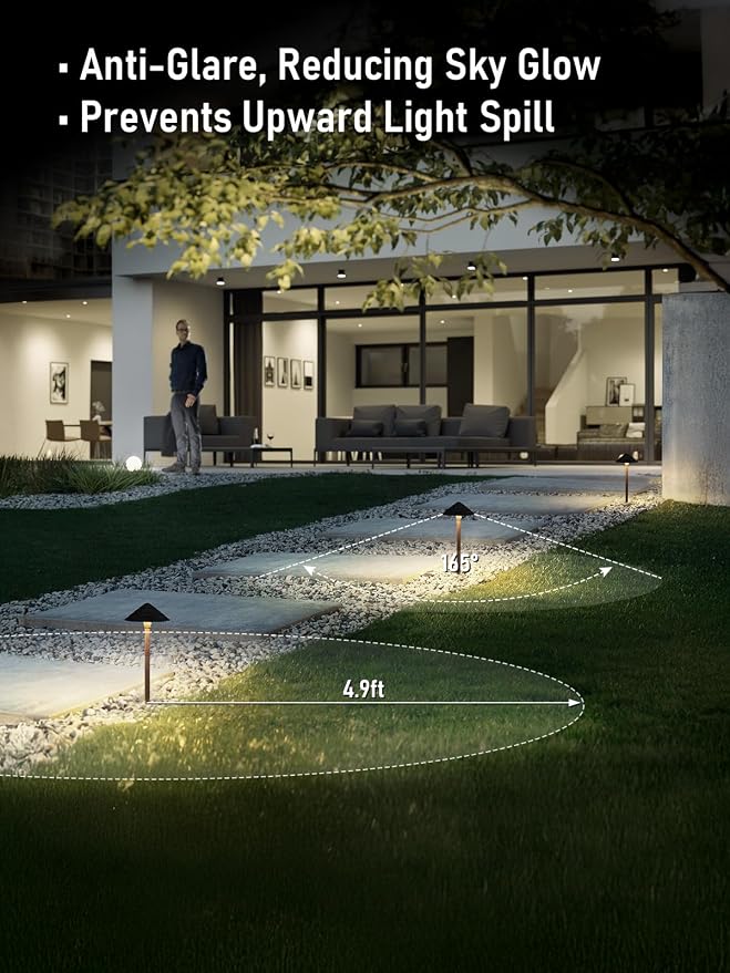 LEONLITE 4-Pack LED Low Voltage Landscape Path Lights, 12-24V AC/DC, 4000K | 3W 120LM, CRI90, ETL Listed, Cast Aluminum, Wet Location, Cool White, Wired Pathway Lights, for Yard Lawn