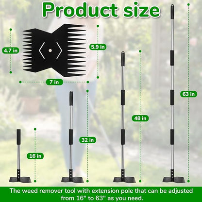 Garden Tools,Weeder Tool,63" Weed Puller Tool with Long Handle,Easy Weeding Without Bending or Squatting Down,Weeding Tools Suitable for Farm Planting and Gardening(Black 24 Claws)