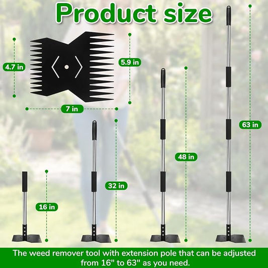 Garden Tools,Weeder Tool,63" Weed Puller Tool with Long Handle,Easy Weeding Without Bending or Squatting Down,Weeding Tools Suitable for Farm Planting and Gardening(Black 24 Claws)