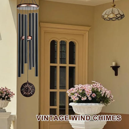 48" Large Wind Chimes for Outside, Deep Tone Sun Moon Star Outdoor | Deep tones, 48-inch size, weather-resistant aluminum, vintage sun moon star design, gift boxed and ready to hang