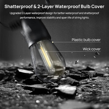 LED Outdoor String Lights, 96FT Patio String Lights with S14 30+4(Spare) Plastic Shatterproof Bulbs, ETL Listed IP65 Waterproof Heavy-Duty for Backyard Lights,Bistro Lights,Cafe Lights
