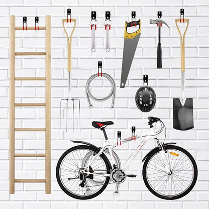 Garage Hooks Heavy Duty, Medium Square Hooks Set Wall Mount, Anti-Slip PVC Coated Steel Utility Storage Organizer for Hanging Ladders, Bikes, Garden Tools and Hoses 8 Packs
