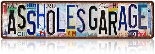 Vintage Asshole's Garage Street Sign Wall Decor Metal Tin Signs