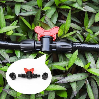 MIXC 1/2 Inch Drip Irrigation Fittings Barbed Valve 6 Pack | 1/2" ID X 0.67" OD, Fits 1/2 Inch Irrigation Tubing, Anti-Leak, Twist Lock Nut Design, for Greenhouse Irrigation System