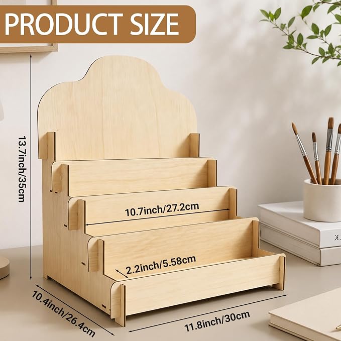 Paint Stand Compatible with Tamiya,Wooden | 4 Tier Paint Stand Rack,Model Kit Tool Organizer and Storage Rack for Painting Hobby and Tools