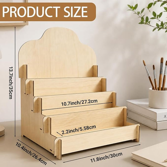 Paint Stand Compatible with Tamiya,Wooden | 4 Tier Paint Stand Rack,Model Kit Tool Organizer and Storage Rack for Painting Hobby and Tools