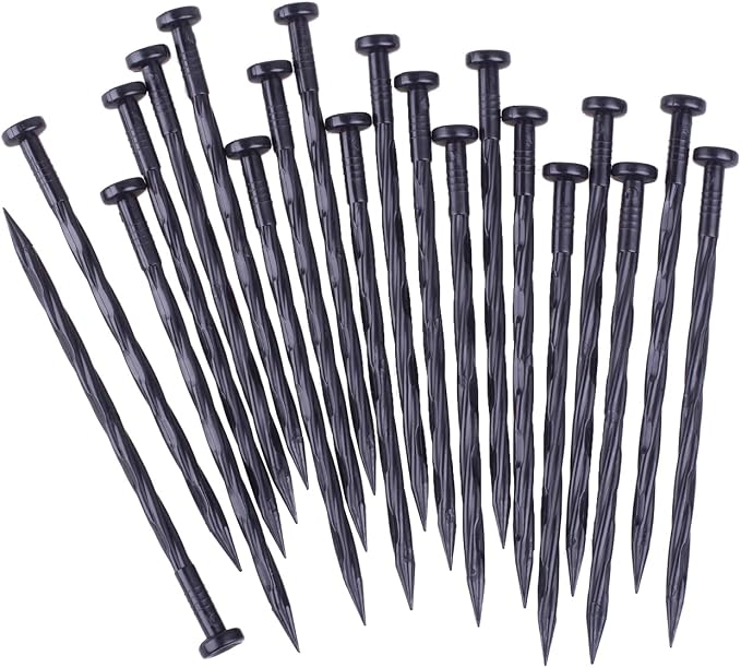 Spiral Landscape Anchoring Spikes,150PCS 8 Inch Plastic Landscape Spikes,Nylon Landscape Anchoring Spikes for Garden Lawn Yard,Paver,Weed Barrier, Artificial Turf (8in-150 Count)