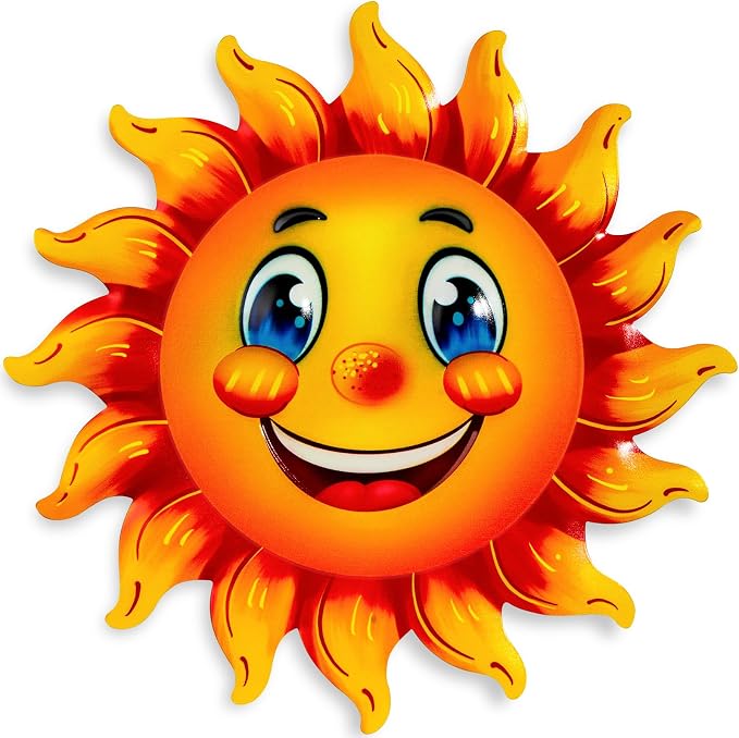 Metal Sun Wall Decor, 13Inches Sun Outdoor Wall Art for Garden Yard Room Kitchen Patio Fence Decorations