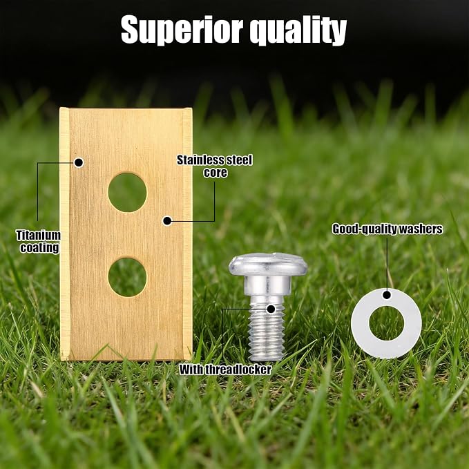 40pcs Gold-Tone Replacement Blades, Stainless Steel Replacement Robotic Lawnmower Blades with Washers Screws and Screwdriver for Mammotion 2 Awd Luba & Yuka All Series Robot Lawn Mowers (Style 2)