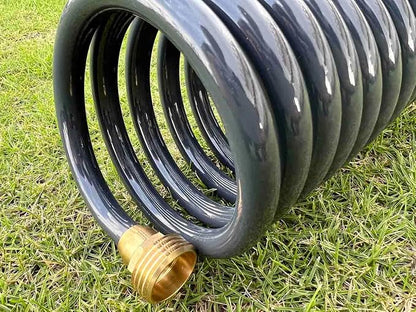 SANFU PU Recoil Garden Water Hose 3/8"ID(9.5 x 12.7mm) x 10ft Premium with 3/4"Inch Brass Fittings Retractable, Outdoor Patio Hose Marine&Boat, Gray(10')