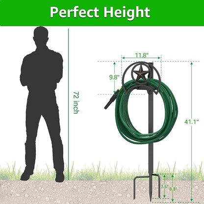 GOFORWILD Garden Hose Holder, Star Decorative, Durable Wall Hose Hanger, Hose Reel, Holds 125-Feet of 5/8-Inch Hose, Made of Gauge Steel