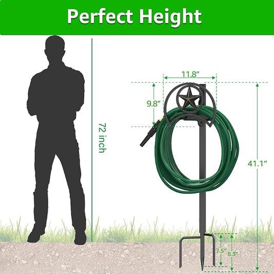 GOFORWILD Garden Hose Holder, Star Decorative, Durable Wall Hose Hanger, Hose Reel, Holds 125-Feet of 5/8-Inch Hose, Made of Gauge Steel