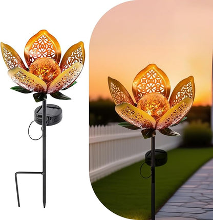 Solar Lights Outdoor Garden Decor,LED Lotus Flower Lamp, Metal Tulip Solar Lawn Lamp for Courtyard Decoration, Garden Gifts for Women