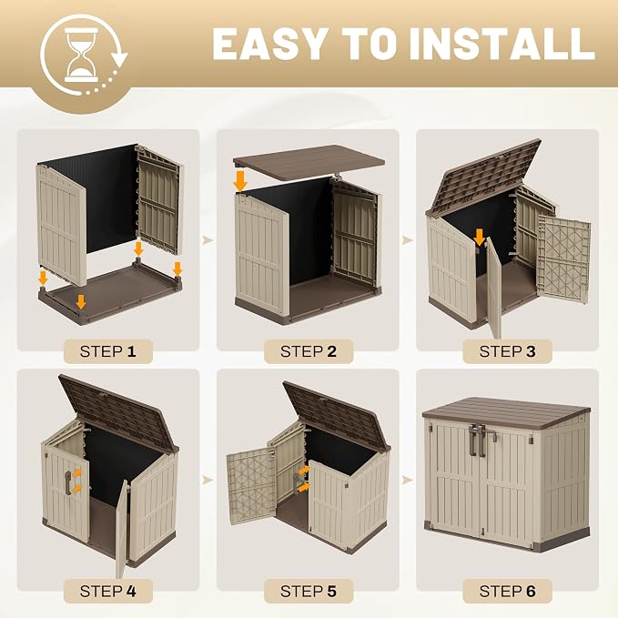Horizontal Outdoor Storage Cabinet Box 36 Cu Ft with Lockable Doors, Outdoor Storage Shed Portable Waterproof for Backyard Garden
