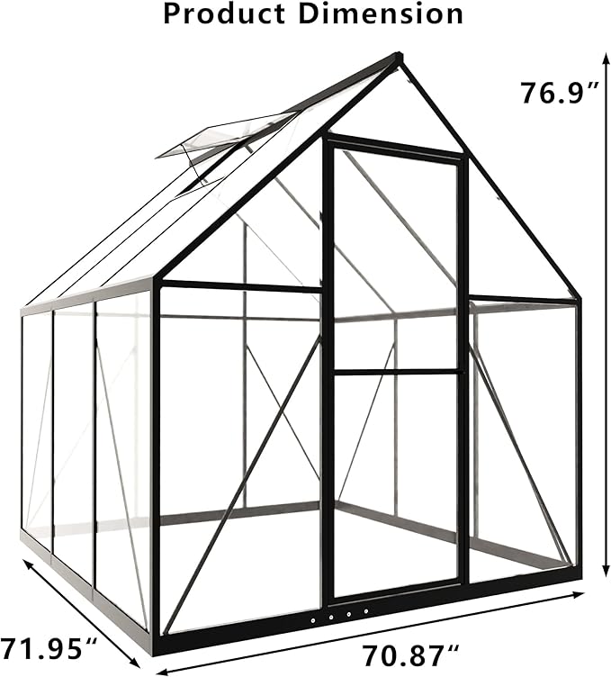 6x6FT Small Green House for Outside, Heavy Duty Polycarbonate Greenhouse Kit with Window, Walk-in Mini Garden House, Ideal Winter Greenhouses for Backyard Outdoor Indoor