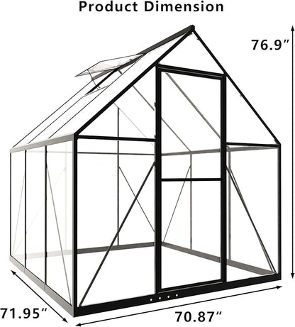 6x6FT Small Green House for Outside, Heavy Duty Polycarbonate Greenhouse Kit with Window, Walk-in Mini Garden House, Ideal Winter Greenhouses for Backyard Outdoor Indoor