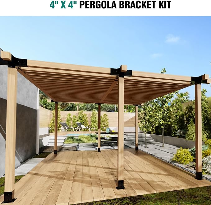 Pergola Kit - 5-Way Brackets for 4x4'' Wooden Beams, Gazebos, Patio & Sheds