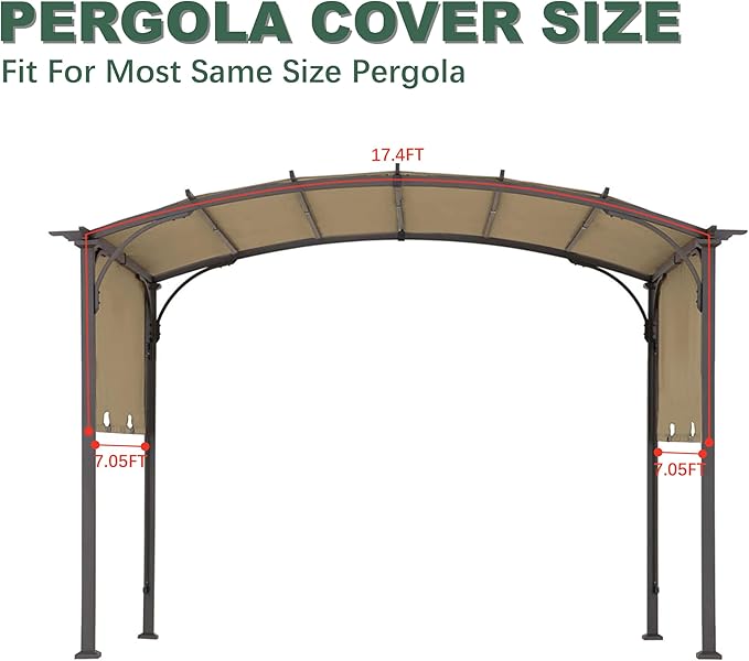 85''x 208'' Universal Replacement Pergola Cover for Pergola L-PG080PST and Other Same Size of Pergolas, (Beige)