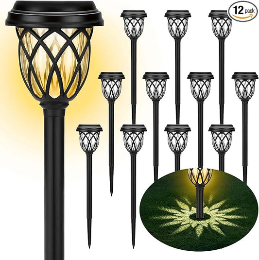 Solar Outdoor Lights, Outdoor Waterproof IP65, Bright Powered by Solar Garden Lights for Patio, Yard, Driveway Decoration (12 Pack