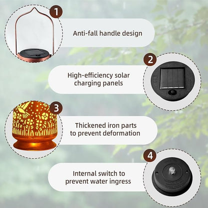 Solar Lanterns Outdoor Waterproof Gifts for Women Grandma Gifts for Mom Dragonfly Projection Garden Decor Solar Hanging Lantern Metal for Patio Yard Festival Pathway Landscape (Dragonfly, 4)