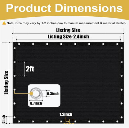 Shade&Beyond 90% Sun Shade Cloth with Grommets, 5' X 8' Pergola Shade Cover Canopy, Mesh Tarp Sun Screens for Patio, Outdoor, Garden, Backyard, Black