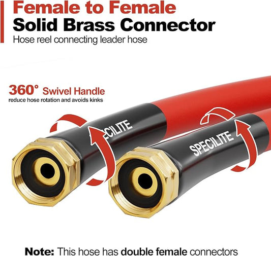 SPECILITE 5/8" Female to Female Hot/Cold Short Leader Hose 5 ft, -50℉-190℉, Flexible & Lightweight Rubber Hoses for Yard, Outdoor, Farm, Red